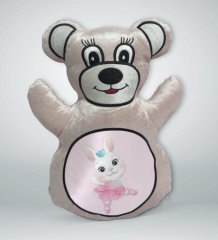 BK Gift Tatlı Tavşan Tasarımlı Krem Ayıcık Yastık-1