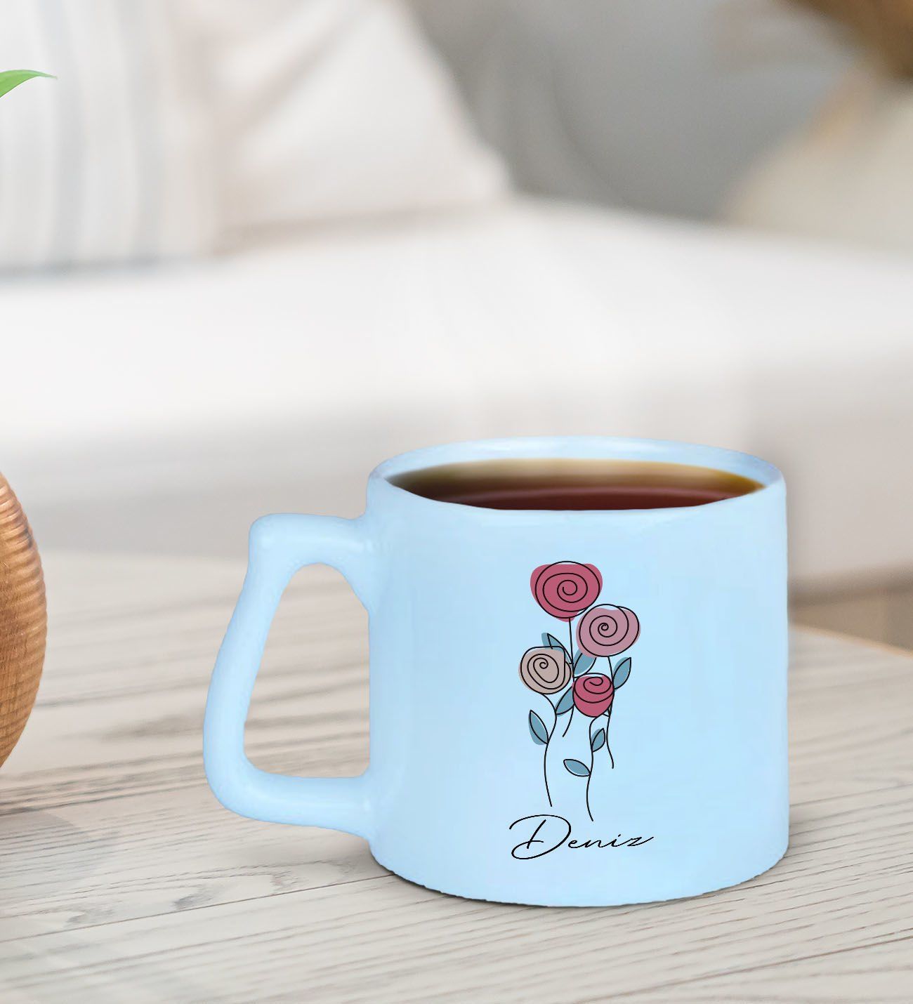 BK Gift Kişiye Özel İsimli Pastel Mavi Middle Kupa Bardak-22, Arkadaşa Hediye, Ev Hediyesi, Doğum Günü Hediyesi, Ofis Hediyesi