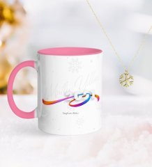 BK Gift Kişiye Özel 2023 Mutlu Yıllar Pembe Kupa ve Kar Tanesi Kolye-4