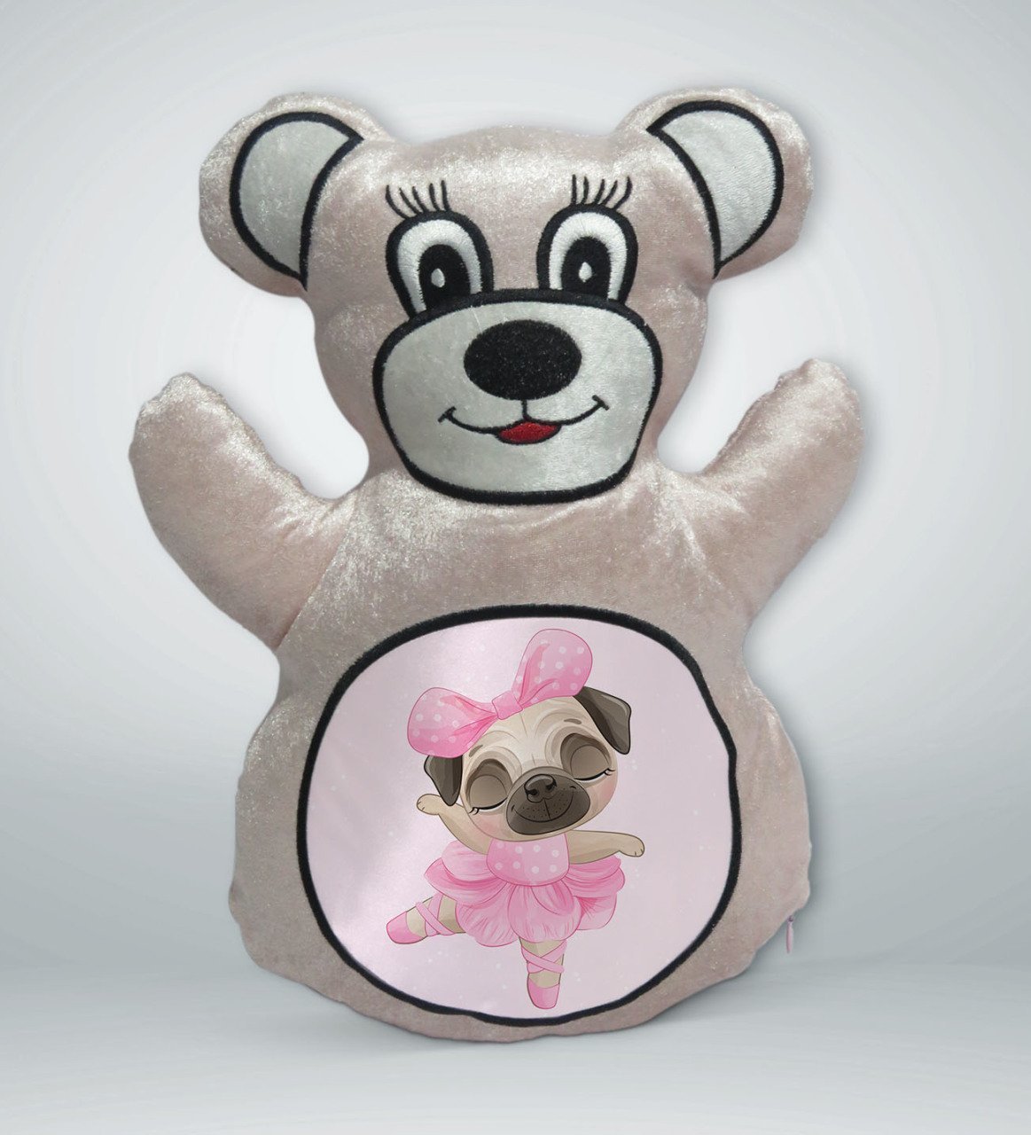 BK Gift Tatlı Köpek Tasarımlı Krem Ayıcık Yastık-2