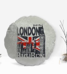Kişiye Özel İsimli London Tasarımlı Yuvarlak Dekoratif Kırlent Yastık-3