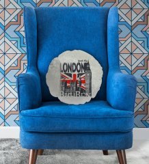 Kişiye Özel İsimli London Tasarımlı Yuvarlak Dekoratif Kırlent Yastık-3