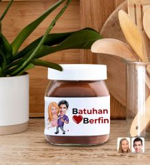 BK Gift Sevgiliye Özel Karikatürlü Hediye Seti-1, Sevgililer Günü Hediyesi, Yıl Dönümü Hediyesi, Nutella 400gr., Doğum Günü Hediyesi