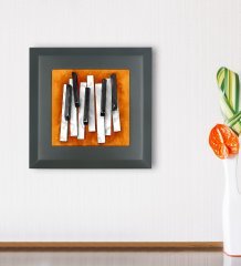 BK Gift Piyano Tuşları Tasarımlı Ahşap Çerçeveli Taş Duvar Dekoru-1