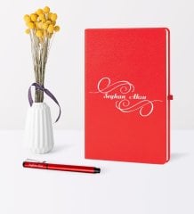 Kişiye Özel İsimli Kırmızı Defter Kalem Seti - 3