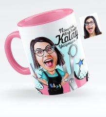 Kişiye Özel Bayan Kuaför Karikatürlü Pembe Kupa Bardak - 1