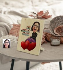 Kişiye Özel En Güzel Anne Karikatürlü Dekoratif Ahşap Çerçeve Model 1