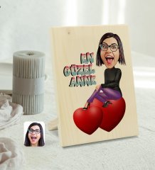 Kişiye Özel En Güzel Anne Karikatürlü Dekoratif Ahşap Çerçeve Model 1