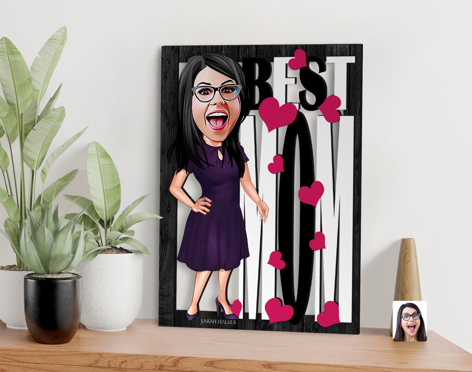 BK Gift Kişiye Özel Anneler Günü Karikatürlü 3D Ahşap Tablo, Anneye Hediye, Anneler Günü Hediyesi-8