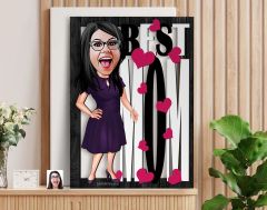 BK Gift Kişiye Özel Anneler Günü Karikatürlü 3D Ahşap Tablo, Anneye Hediye, Anneler Günü Hediyesi-8