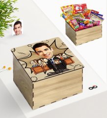 Kişiye Özel Ahşap Kutuda Bay Avukat Karikatürlü Nostaljik Lezzetler Hediye Seti-2