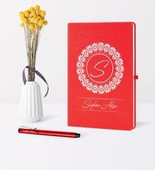 Kişiye Özel İsimli Kırmızı Defter Kalem Seti - 2