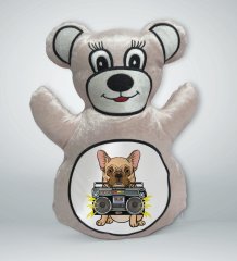 BK Gift Tatlı Şarkıcı Köpek Tasarımlı Krem Ayıcık Yastık-1