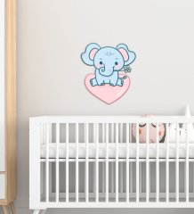 BK Gift Sevimli Fil Tasarımlı Çocuk Odası Ahşap Duvar Süsü-10