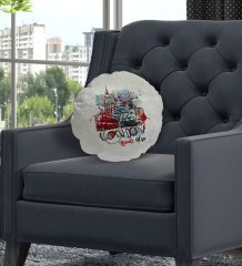 Kişiye Özel İsimli London Tasarımlı Yuvarlak Dekoratif Kırlent Yastık-1