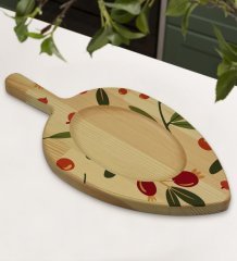 BK Gift Meyve Tasarımlı Yaprak Şeklinde Doğal Ahşap Servis ve Sunum Tabağı Model 1