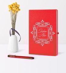Kişiye Özel İsimli Kırmızı Defter Kalem Seti - 1