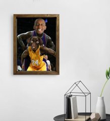 Evcil Dostlara Özel Basketbol Oyuncusu Tasarımlı Portre Doğal Masif Ahşap Çerçeveli Tablo 45x65cm-1