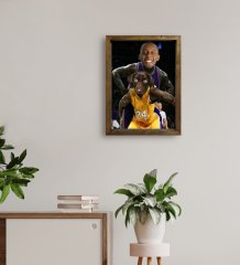 Evcil Dostlara Özel Basketbol Oyuncusu Tasarımlı Portre Doğal Masif Ahşap Çerçeveli Tablo 45x65cm-1