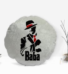 BK Gift Baba Godfather Tasarımlı Yuvarlak Dekoratif Kırlent Yastık-18