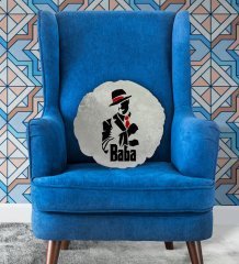 BK Gift Baba Godfather Tasarımlı Yuvarlak Dekoratif Kırlent Yastık-18