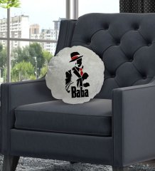 BK Gift Baba Godfather Tasarımlı Yuvarlak Dekoratif Kırlent Yastık-18