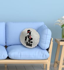 BK Gift Baba Godfather Tasarımlı Yuvarlak Dekoratif Kırlent Yastık-18