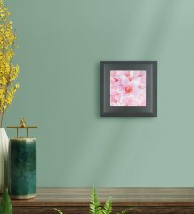 BK Gift Pembe Çiçek Tasarımlı Ahşap Çerçeveli Taş Duvar Dekoru-1