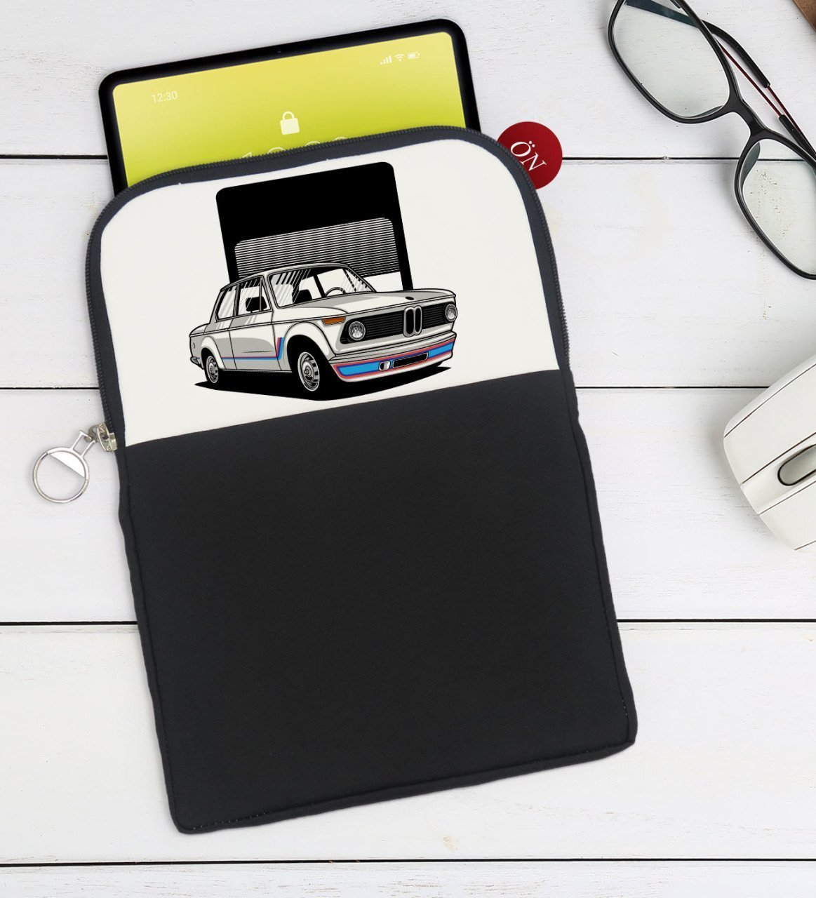 BK Gift Klasik Araç Tasarımlı Taşınabilir Koruyucu Tablet Kılıfı & Organizer Çanta - Siyah-11
