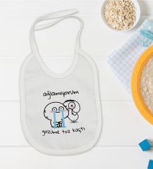BK Kids Gözüme Toz Kaçtı Tasarımlı Beyaz Bebek Mama Önlüğü-1