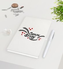 Kişiye Özel Sevgililer Günü Beyaz Defter Kalem Seti-31