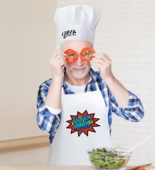 Kişiye Özel Süper Baba Erkek Mutfak Önlüğü ve Aşçı Şapkası Seti-2