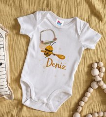 BK Kids Kişiye Özel İsimli Beyaz Bebek Body Zıbın ve Kız Bebek Künyesi Hediye Seti-35