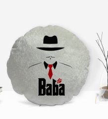 BK Gift Baba Godfather Tasarımlı Yuvarlak Dekoratif Kırlent Yastık-17