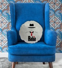 BK Gift Baba Godfather Tasarımlı Yuvarlak Dekoratif Kırlent Yastık-17