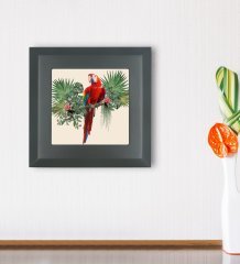 BK Gift Papağan Tasarımlı Ahşap Çerçeveli Taş Duvar Dekoru-3