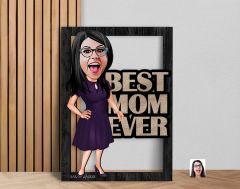 BK Gift Kişiye Özel Anneler Günü Karikatürlü 3D Ahşap Tablo, Anneye Hediye, Anneler Günü Hediyesi-5