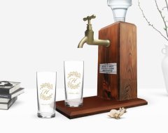 Kişiye Özel Renkli Baskılı Baş Harf İsim Tasarımlı İkili Rakı Bardağı ve Ahşap Rakı Standı Hediye Seti-7