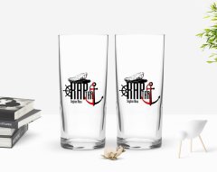 Kişiye Özel Renkli Baskılı Kaptan Tasarımlı İkili Rakı Bardağı Seti-2