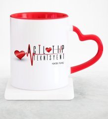Kişiye Özel Mesleki Acil Tıp Teknisyeni Kırmızı Kalpli Kupa Bardak - 2