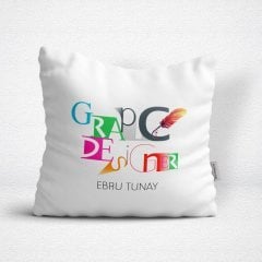 Kişiye Özel Grafik Tasarımcı Temalı Dekoratif Beyaz Yastık - 1
