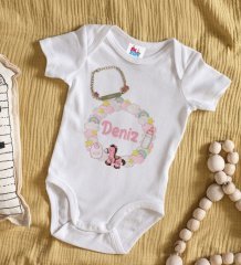 BK Kids Kişiye Özel İsimli Beyaz Bebek Body Zıbın ve Kız Bebek Künyesi Hediye Seti-24