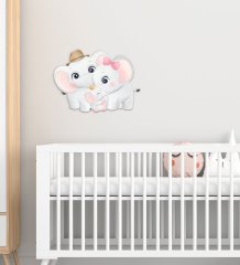 BK Gift Sevimli Fil Tasarımlı Çocuk Odası Ahşap Duvar Süsü-7