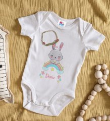 BK Kids Kişiye Özel İsimli Beyaz Bebek Body Zıbın ve Kız Bebek Künyesi Hediye Seti-16