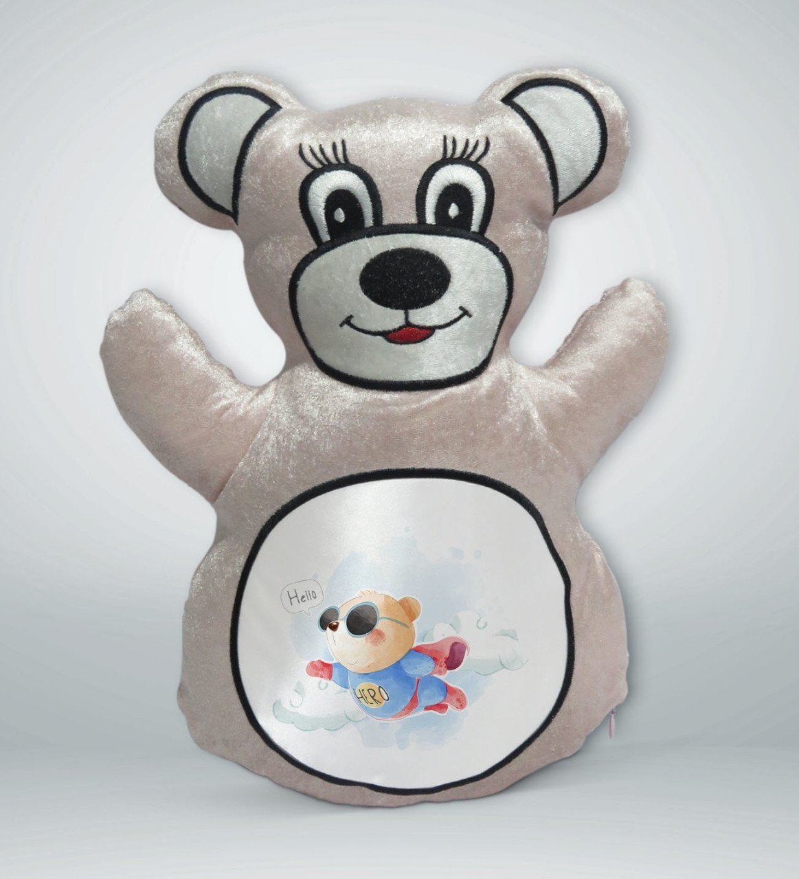 BK Gift Süper Ayıcık Tasarımlı Krem Ayıcık Yastık-1