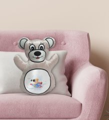 BK Gift Süper Ayıcık Tasarımlı Krem Ayıcık Yastık-1