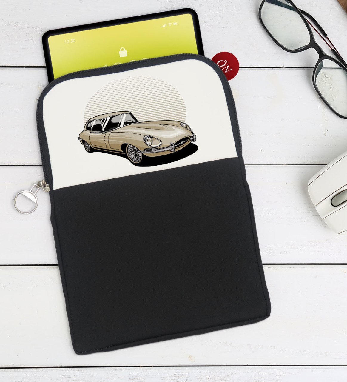 BK Gift Klasik Araç Tasarımlı Taşınabilir Koruyucu Tablet Kılıfı & Organizer Çanta - Siyah-8