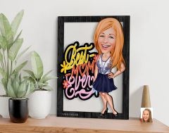 BK Gift Kişiye Özel Anneler Günü Karikatürlü 3D Ahşap Tablo, Anneye Hediye, Anneler Günü Hediyesi-3