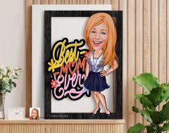 BK Gift Kişiye Özel Anneler Günü Karikatürlü 3D Ahşap Tablo, Anneye Hediye, Anneler Günü Hediyesi-3