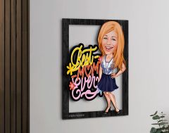 BK Gift Kişiye Özel Anneler Günü Karikatürlü 3D Ahşap Tablo, Anneye Hediye, Anneler Günü Hediyesi-3